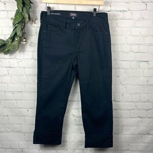 NYDJ NWOT Dayla Wide Cuff Capri Black Denim Pants size 6P